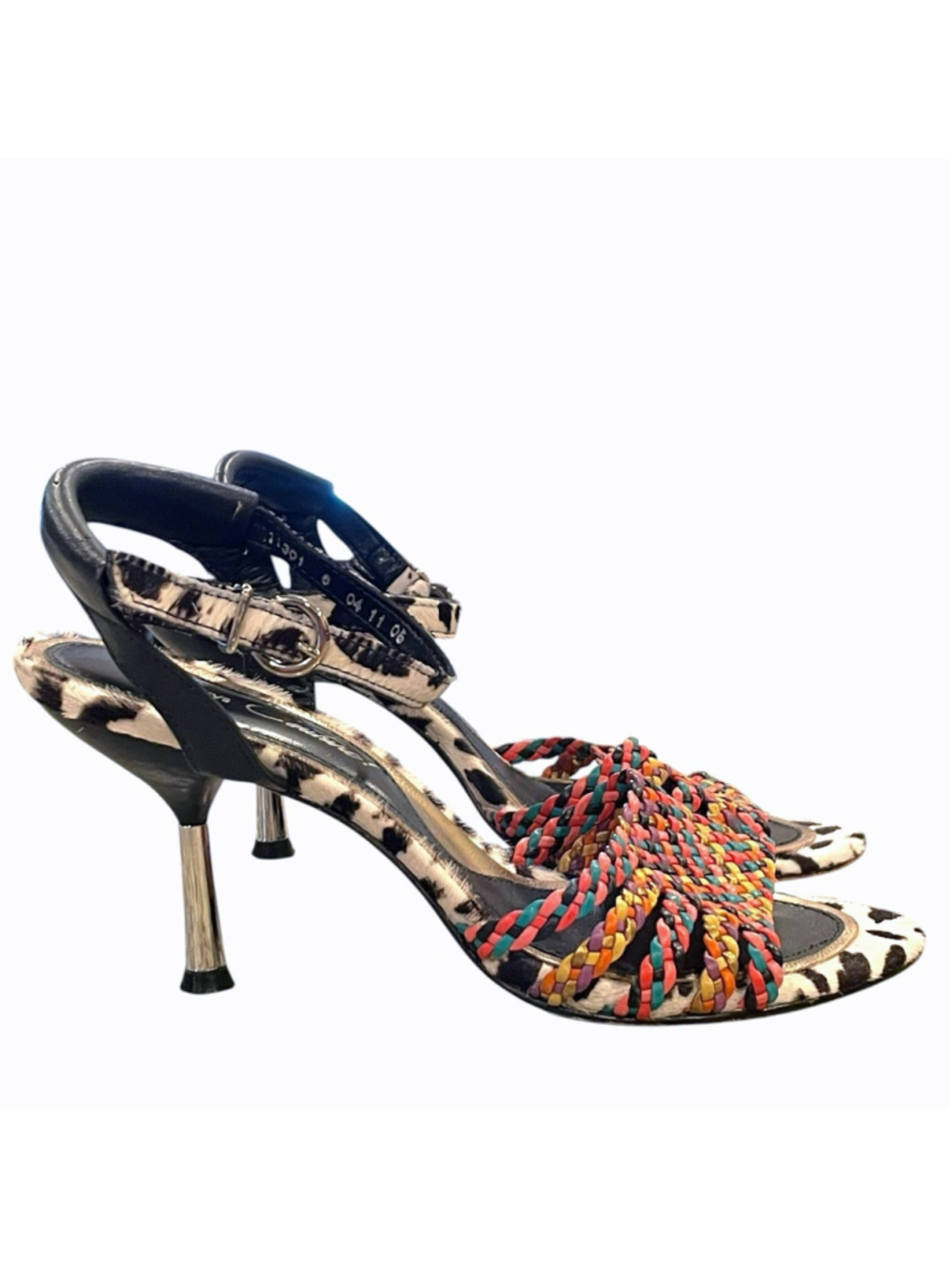 Cindy Says Couture Womems Size 6 Braided Animal Print Calf Hair Heels Sandals